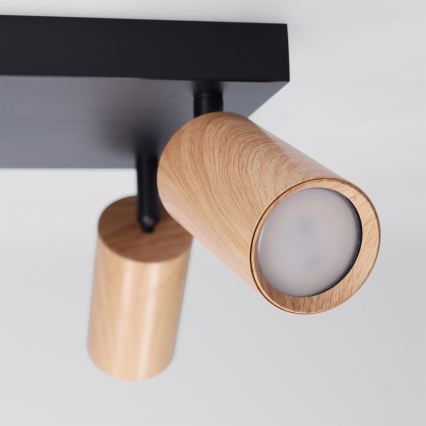 BRILAGI - SELE SQUARE Spotlight 4xGU10/30W/230V, Black with Oak Finish