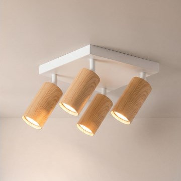 Brilagi - SELE SQUARE spotlight 4xGU10/30W/230V white/oak finish