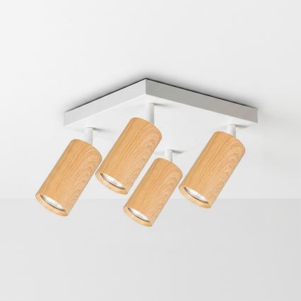 Brilagi - SELE SQUARE spotlight 4xGU10/30W/230V white/oak finish