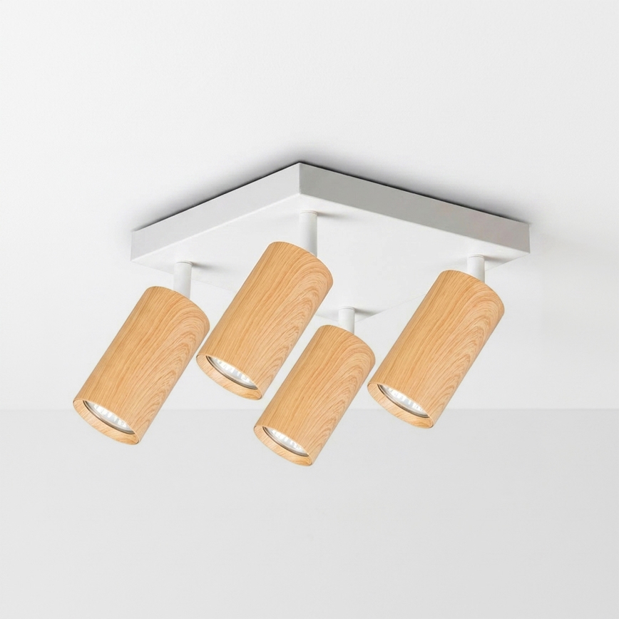 Brilagi - SELE SQUARE spotlight 4xGU10/30W/230V white/oak finish