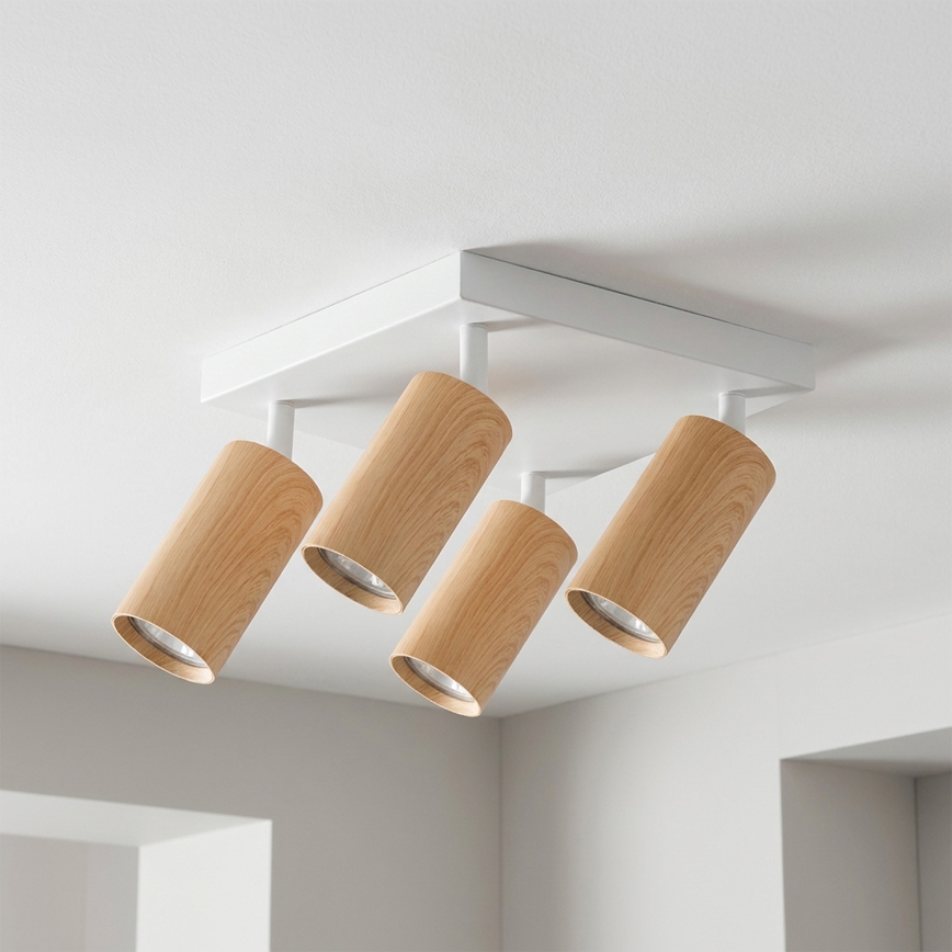 Brilagi - SELE SQUARE spotlight 4xGU10/30W/230V white/oak finish