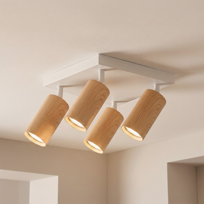 Brilagi - SELE SQUARE spotlight 4xGU10/30W/230V white/oak finish