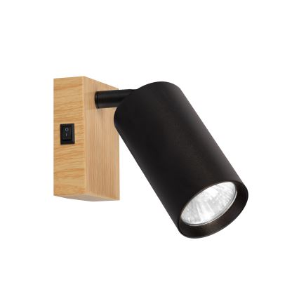 Brilagi - SELE wall-mounted spotlight 1xGU10/30W/230V black/oak decor