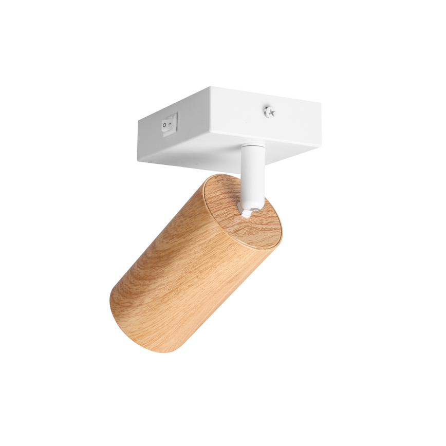 BRILAGI - SELE wall spotlight with switch, 1x GU10, 30W, 230V, white/oak decor