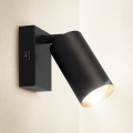 Brilagi - SELE wall-mounted spotlight with switch 1xGU10/30W/230V black/gold
