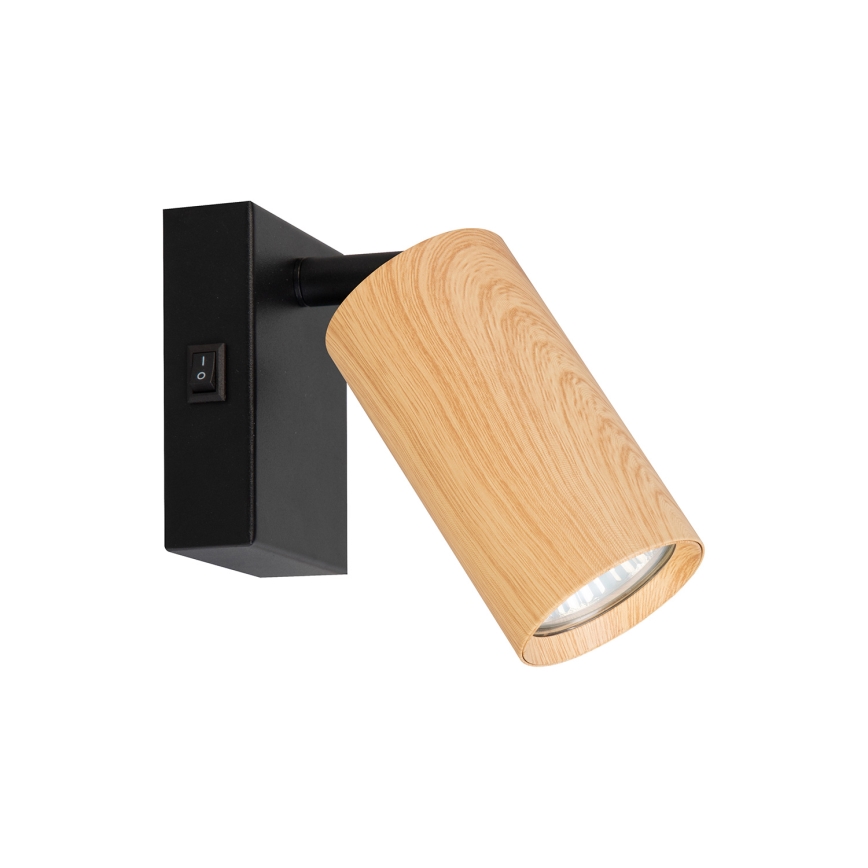 BRILAGI - SELE Wall Spotlight with Switch 1xGU10/30W/230V Black/Oak decor
