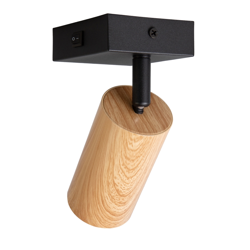 BRILAGI - SELE Wall Spotlight with Switch 1xGU10/30W/230V Black/Oak decor