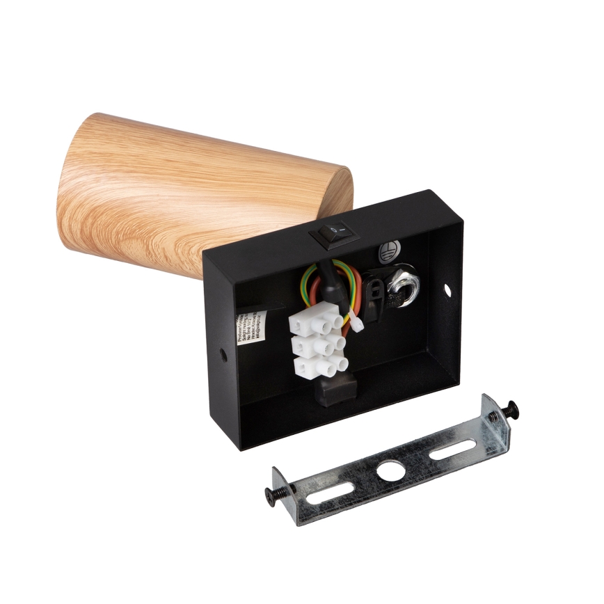 BRILAGI - SELE Wall Spotlight with Switch 1xGU10/30W/230V Black/Oak decor
