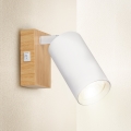 BRILAGI - SELE Wall Spotlight with Switch 1xGU10/30W/230V White/Oak Finish