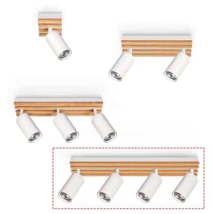 Brilagi - SELE WOOD 4xGU10/30W/230V white/wood spotlight
