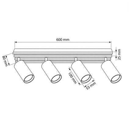 Brilagi - SELE WOOD 4xGU10/30W/230V white/wood spotlight