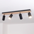 Brilagi - SELE WOOD ACOUSTIC 4-light GU10 Spotlight, 30W each, 230V, Black/WOOD ACOUSTIC