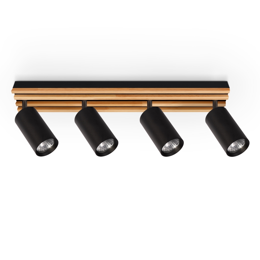 Brilagi - SELE WOOD ACOUSTIC 4-light GU10 Spotlight, 30W each, 230V, Black/WOOD ACOUSTIC