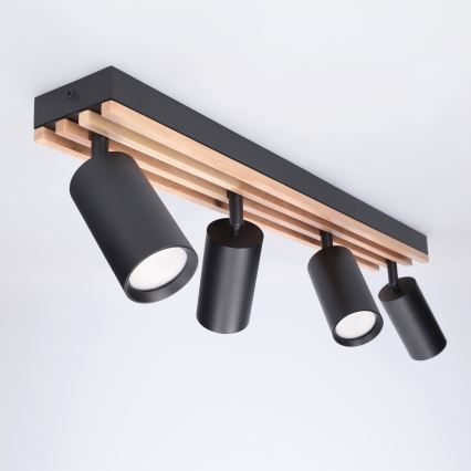 Brilagi - SELE WOOD ACOUSTIC 4-light GU10 Spotlight, 30W each, 230V, Black/WOOD ACOUSTIC