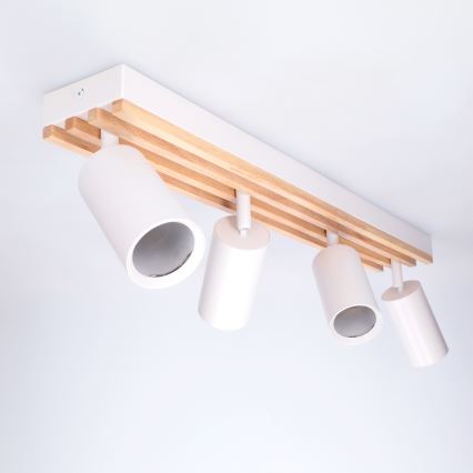Brilagi - SELE WOOD ACOUSTIC 4xGU10/30W/230V white/WOOD ACOUSTIC spotlight
