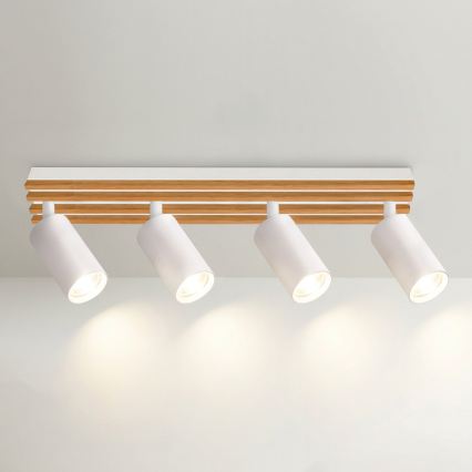 Brilagi - SELE WOOD ACOUSTIC 4xGU10/30W/230V white/WOOD ACOUSTIC spotlight