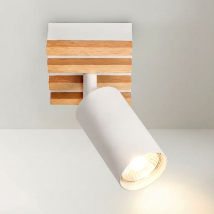 Brilagi - SELE WOOD ACOUSTIC Spotlight 1xGU10/30W/230V White/WOOD ACOUSTIC