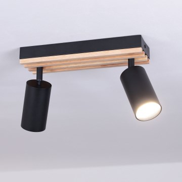 Brilagi - SELE WOOD ACOUSTIC spotlight 2xGU10/30W/230V black/WOOD ACOUSTIC