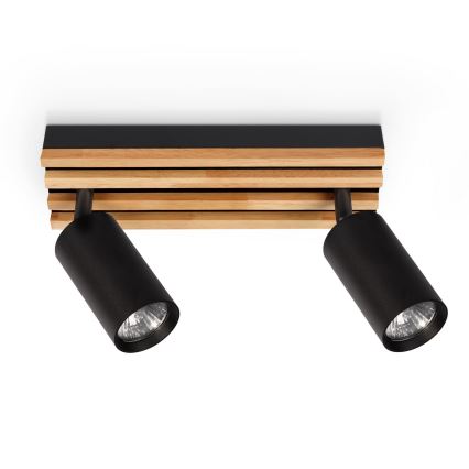 Brilagi - SELE WOOD ACOUSTIC spotlight 2xGU10/30W/230V black/WOOD ACOUSTIC