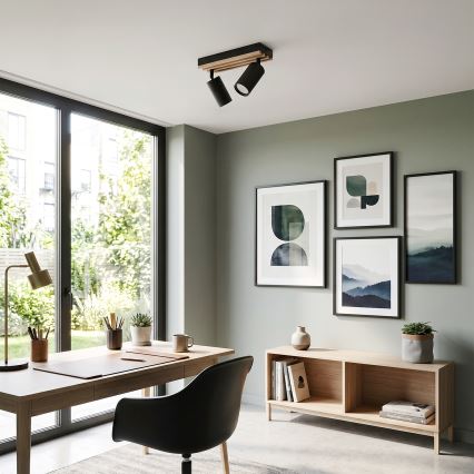 Brilagi - SELE WOOD ACOUSTIC spotlight 2xGU10/30W/230V black/WOOD ACOUSTIC