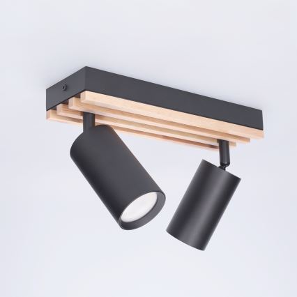 Brilagi - SELE WOOD ACOUSTIC spotlight 2xGU10/30W/230V black/WOOD ACOUSTIC
