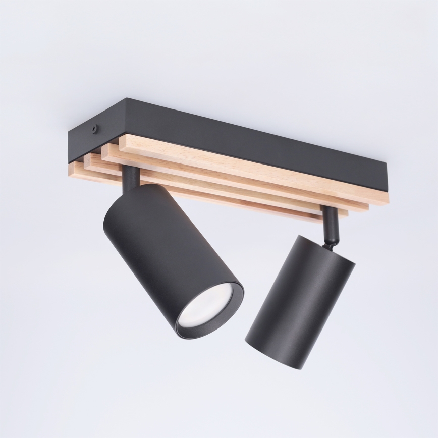 Brilagi - SELE WOOD ACOUSTIC spotlight 2xGU10/30W/230V black/WOOD ACOUSTIC