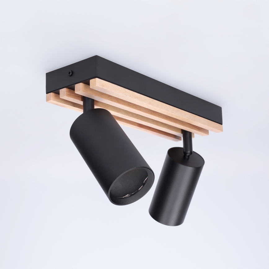 Brilagi - SELE WOOD ACOUSTIC spotlight 2xGU10/30W/230V black/WOOD ACOUSTIC