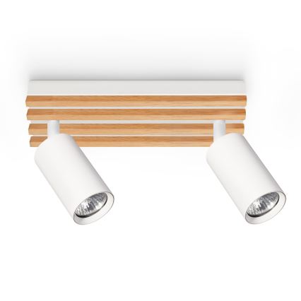 Brilagi - SELE WOOD ACOUSTIC Spotlight 2xGU10/30W/230V White/WOOD ACOUSTIC