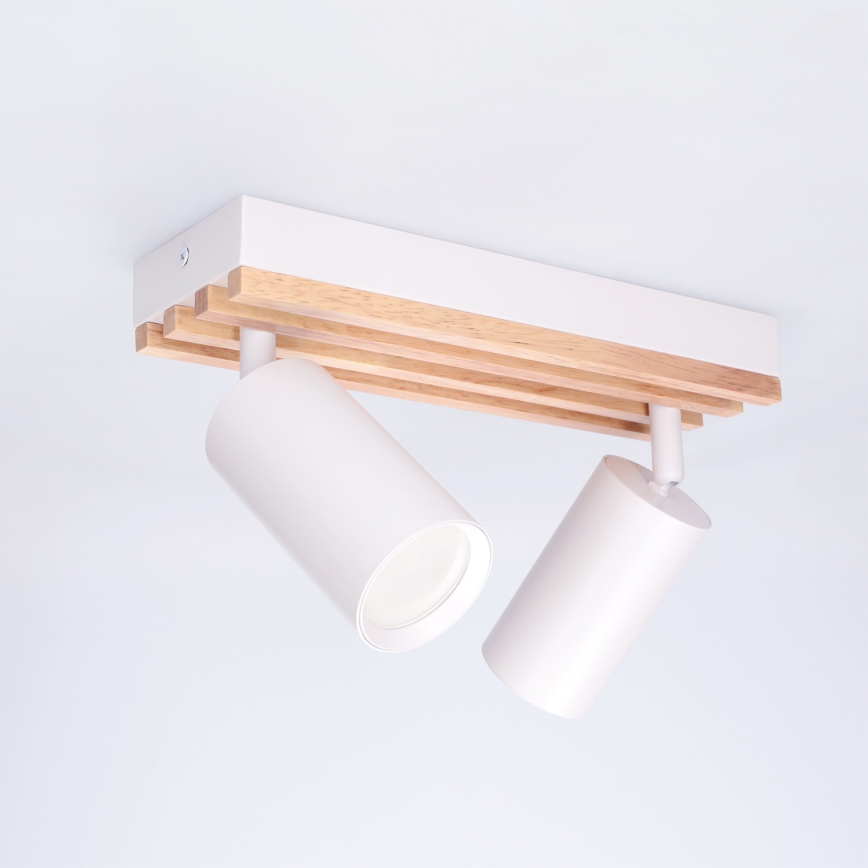 Brilagi - SELE WOOD ACOUSTIC Spotlight 2xGU10/30W/230V White/WOOD ACOUSTIC