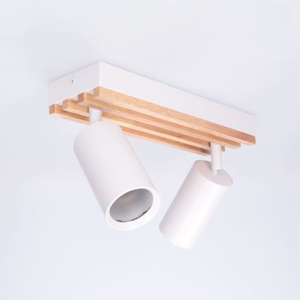 Brilagi - SELE WOOD ACOUSTIC Spotlight 2xGU10/30W/230V White/WOOD ACOUSTIC