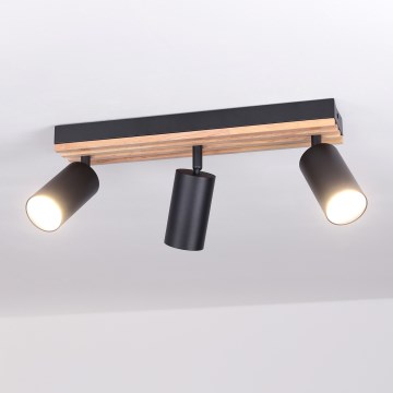 Brilagi - SELE WOOD ACOUSTIC spotlight 3xGU10/30W/230V black/WOOD ACOUSTIC