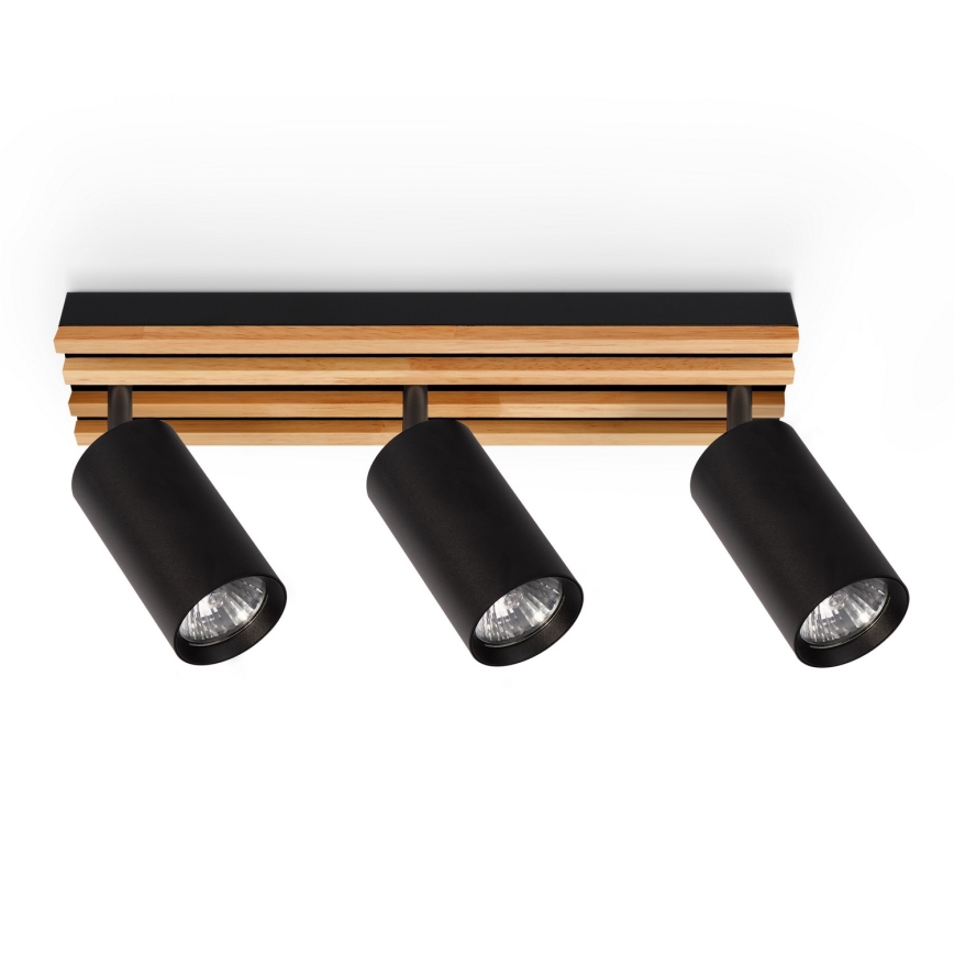 Brilagi - SELE WOOD ACOUSTIC spotlight 3xGU10/30W/230V black/WOOD ACOUSTIC