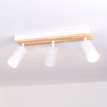 Brilagi - SELE WOOD ACOUSTIC Spotlight 3xGU10/30W/230V White/WOOD ACOUSTIC