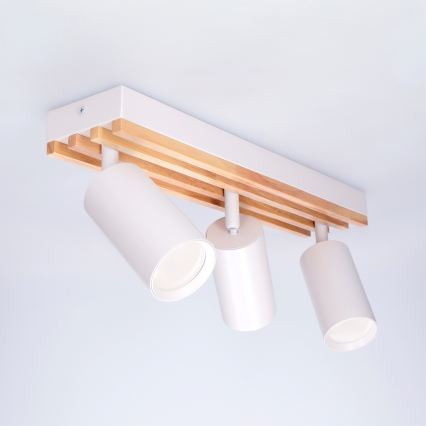 Brilagi - SELE WOOD ACOUSTIC Spotlight 3xGU10/30W/230V White/WOOD ACOUSTIC