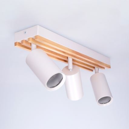 Brilagi - SELE WOOD ACOUSTIC Spotlight 3xGU10/30W/230V White/WOOD ACOUSTIC