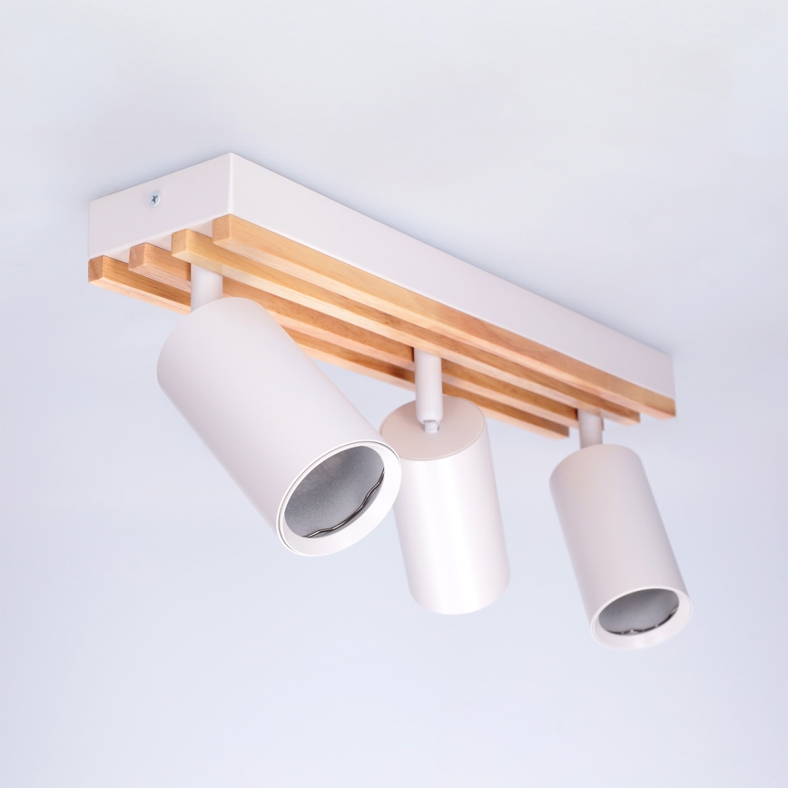 Brilagi - SELE WOOD ACOUSTIC Spotlight 3xGU10/30W/230V White/WOOD ACOUSTIC