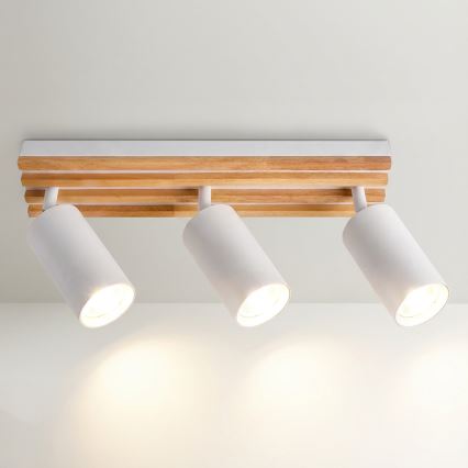 Brilagi - SELE WOOD ACOUSTIC Spotlight 3xGU10/30W/230V White/WOOD ACOUSTIC
