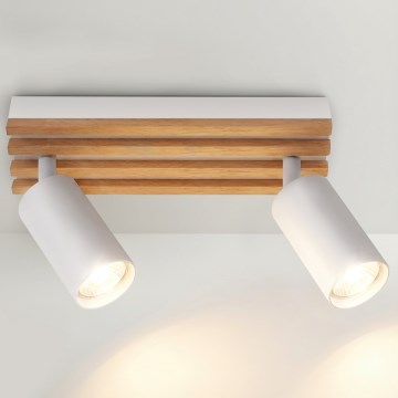 Brilagi - SELE WOOD Spotlight 2xGU10/30W/230V White/Wood