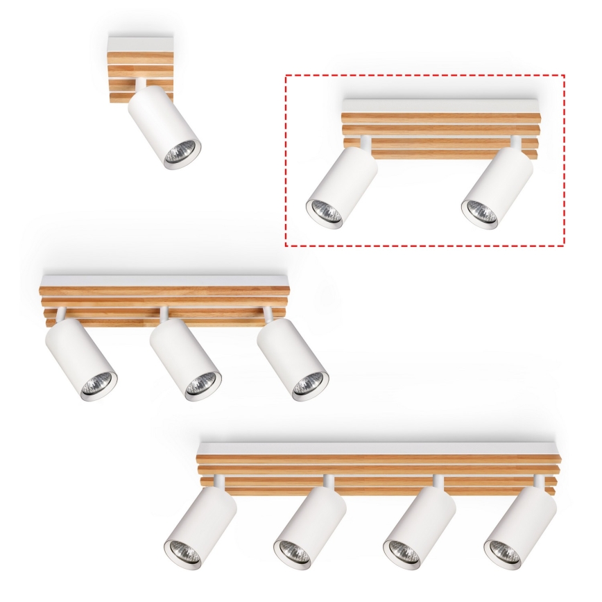 Brilagi - SELE WOOD Spotlight 2xGU10/30W/230V White/Wood