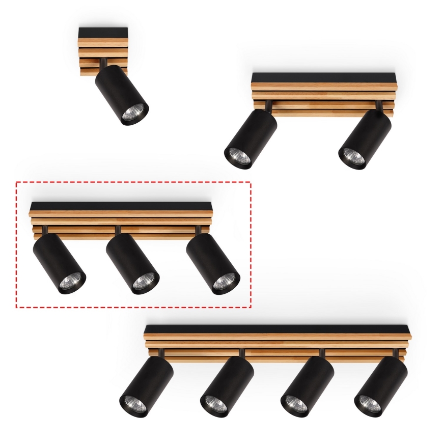 Brilagi - SELE WOOD spotlight 3xGU10/30W/230V black/wood