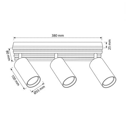 Brilagi - SELE WOOD spotlight 3xGU10/30W/230V black/wood