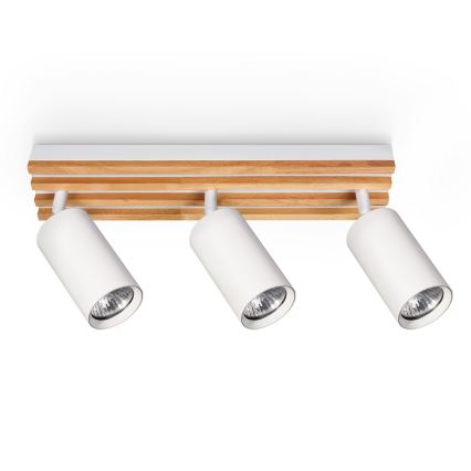 Brilagi - SELE WOOD Spotlight 3xGU10/30W/230V White/Wood