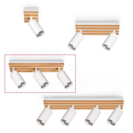 Brilagi - SELE WOOD Spotlight 3xGU10/30W/230V White/Wood