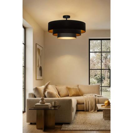 Brilagi - Semi-flush chandelier LUNETA 3xE27/60W/230V Ø 80 cm black/gold