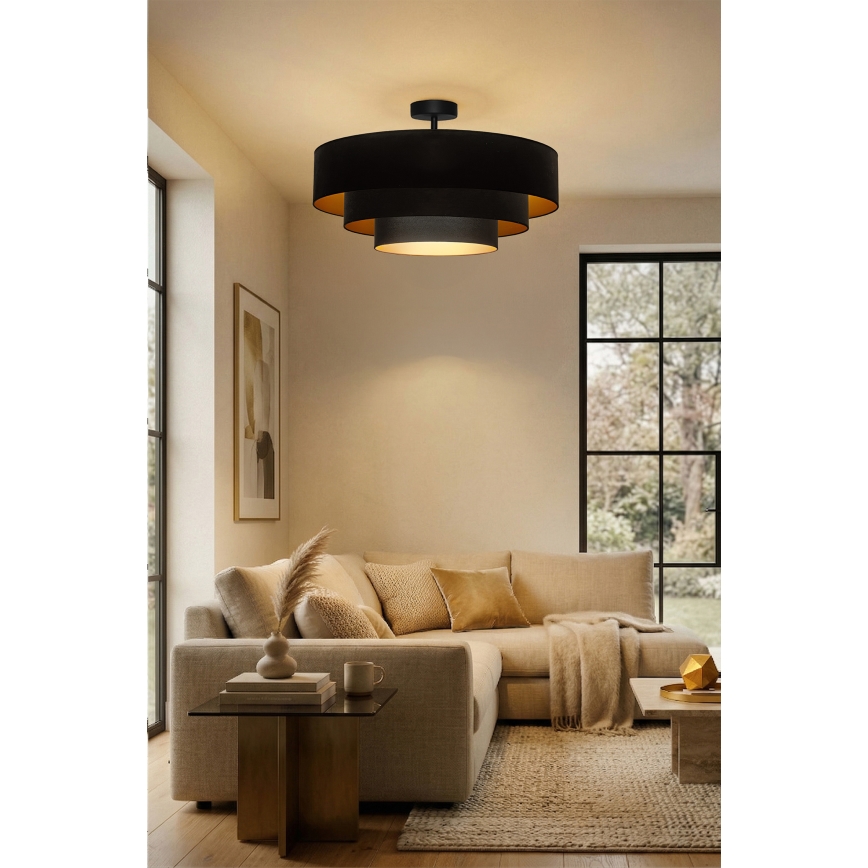 Brilagi - Semi-flush chandelier LUNETA 3xE27/60W/230V Ø 80 cm black/gold