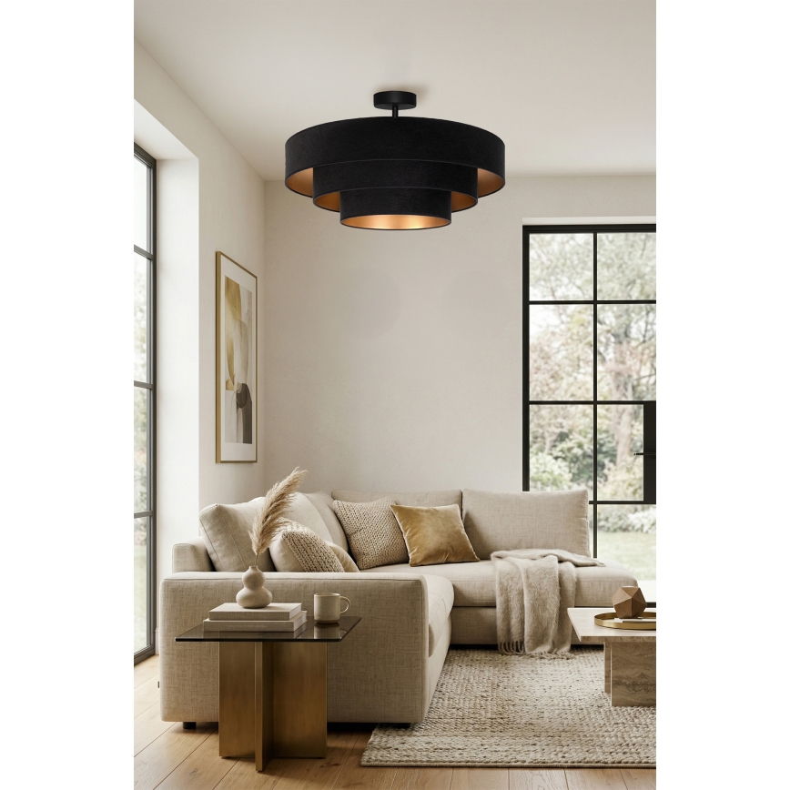 Brilagi - Semi-flush chandelier LUNETA 3xE27/60W/230V Ø 80 cm black/gold
