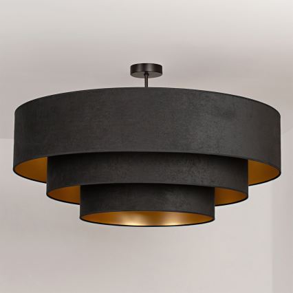 Brilagi - Semi-flush chandelier LUNETA 3xE27/60W/230V Ø 80 cm black/gold