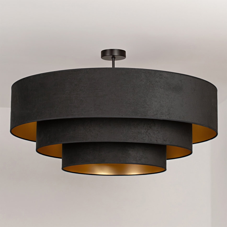 Brilagi - Semi-flush chandelier LUNETA 3xE27/60W/230V Ø 80 cm black/gold