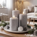 BRILAGI - Set of 3 LED candles LED/2xAA grey
