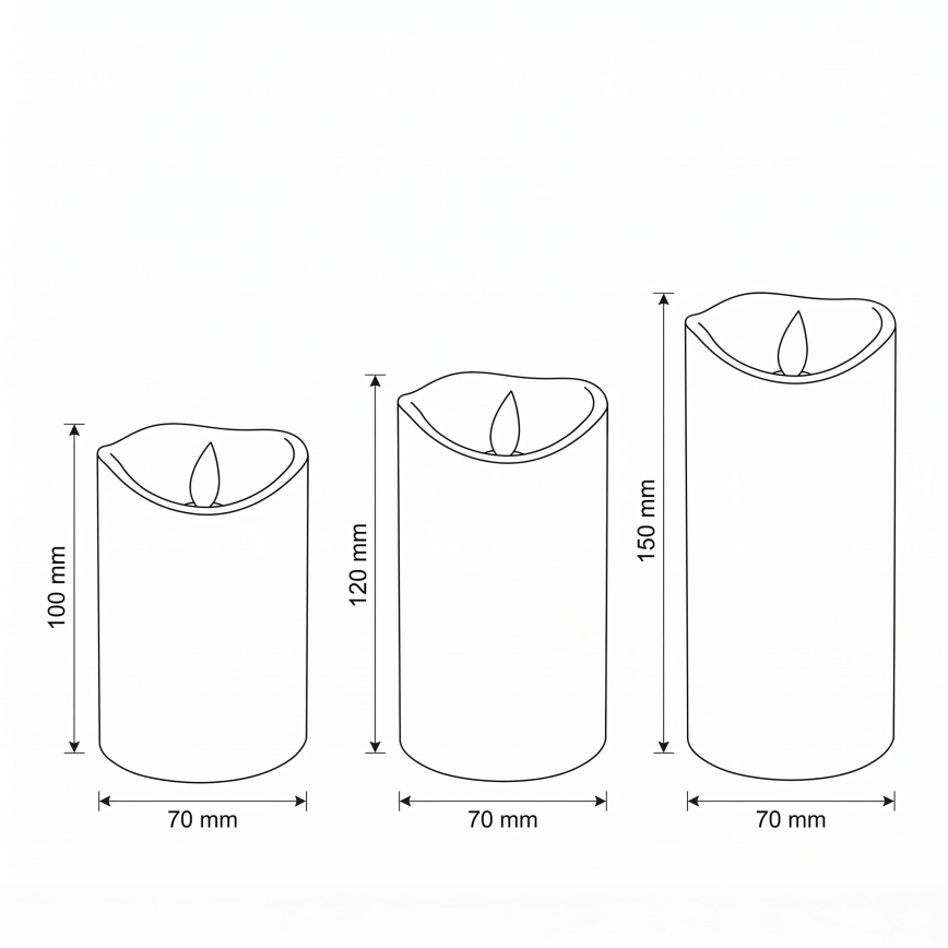 BRILAGI - Set of 3 LED candles LED/3xAAA cream + remote control